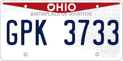 OH license plate GPK3733