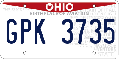 OH license plate GPK3735