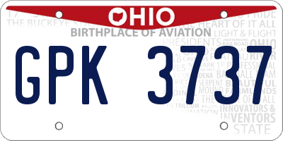 OH license plate GPK3737