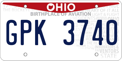OH license plate GPK3740