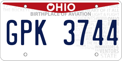 OH license plate GPK3744