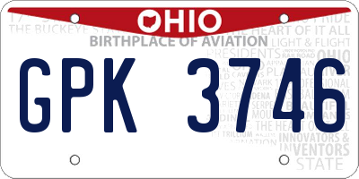 OH license plate GPK3746