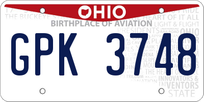 OH license plate GPK3748