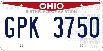 OH license plate GPK3750
