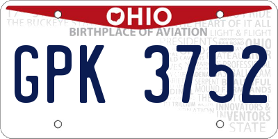 OH license plate GPK3752