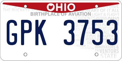 OH license plate GPK3753