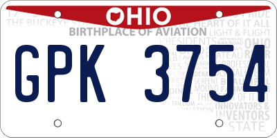 OH license plate GPK3754