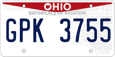 OH license plate GPK3755