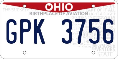 OH license plate GPK3756