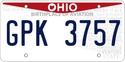 OH license plate GPK3757