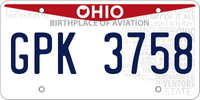 OH license plate GPK3758