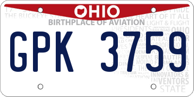 OH license plate GPK3759