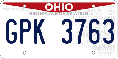 OH license plate GPK3763