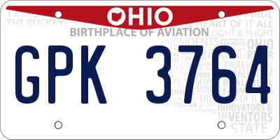 OH license plate GPK3764