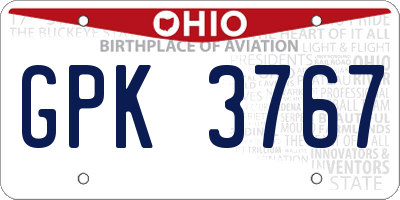OH license plate GPK3767
