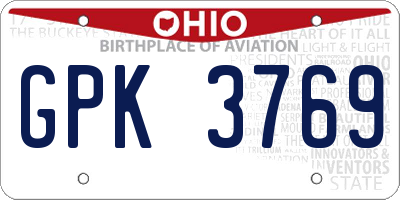 OH license plate GPK3769