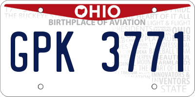 OH license plate GPK3771