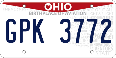 OH license plate GPK3772