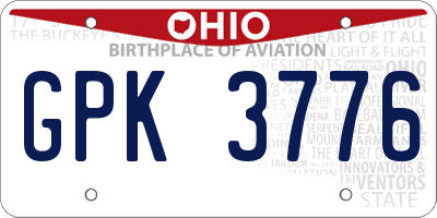 OH license plate GPK3776
