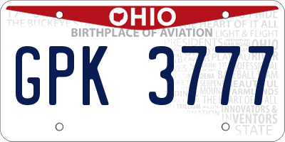 OH license plate GPK3777
