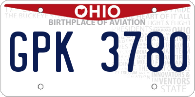 OH license plate GPK3780