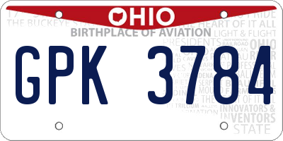 OH license plate GPK3784