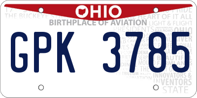 OH license plate GPK3785