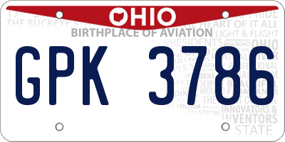 OH license plate GPK3786