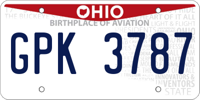 OH license plate GPK3787