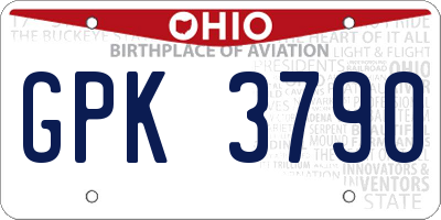 OH license plate GPK3790