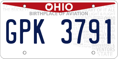 OH license plate GPK3791