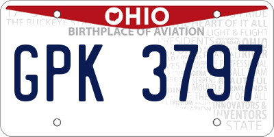 OH license plate GPK3797