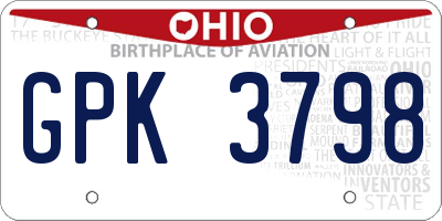 OH license plate GPK3798