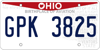 OH license plate GPK3825