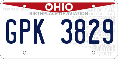 OH license plate GPK3829