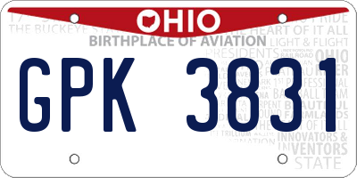 OH license plate GPK3831