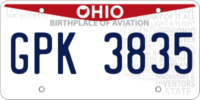 OH license plate GPK3835