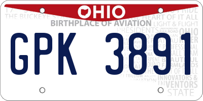 OH license plate GPK3891