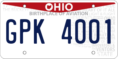 OH license plate GPK4001
