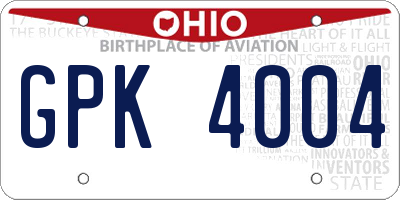 OH license plate GPK4004