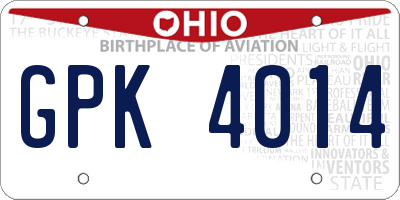 OH license plate GPK4014