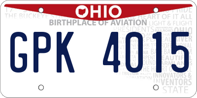 OH license plate GPK4015