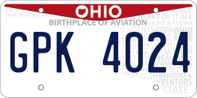 OH license plate GPK4024