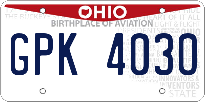 OH license plate GPK4030