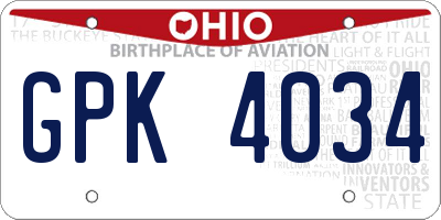 OH license plate GPK4034