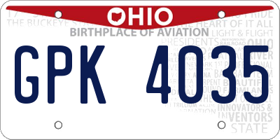 OH license plate GPK4035