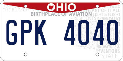 OH license plate GPK4040