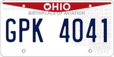 OH license plate GPK4041