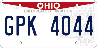 OH license plate GPK4044