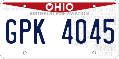OH license plate GPK4045